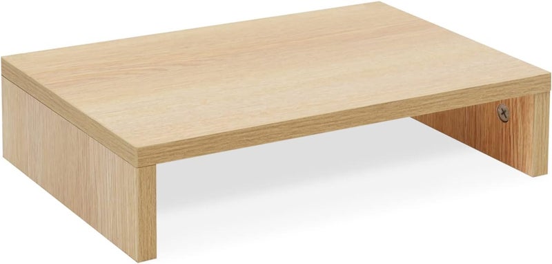 TEAMIX 14.2 inch Monitor Stand Riser, Wood Monitor Riser with Storage for Desk Small Monitor Stand TV/Screen/PC/Laptop Riser Computer Stand Desktop Shelf (Maple-14.2 inch) - Image 1